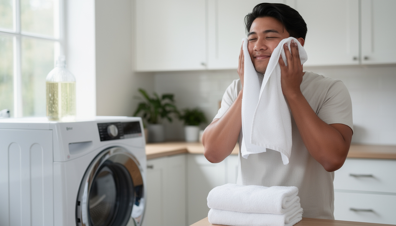 Waarom je altijd een scheut azijn bij de handdoeken moet doen
